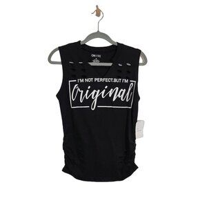 On Fire Sleeveless Printed Graphic Tee Shirt in Black‎ - Size Small